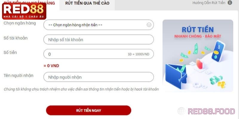 Top những lưu ý khi rút tiền tại RED88